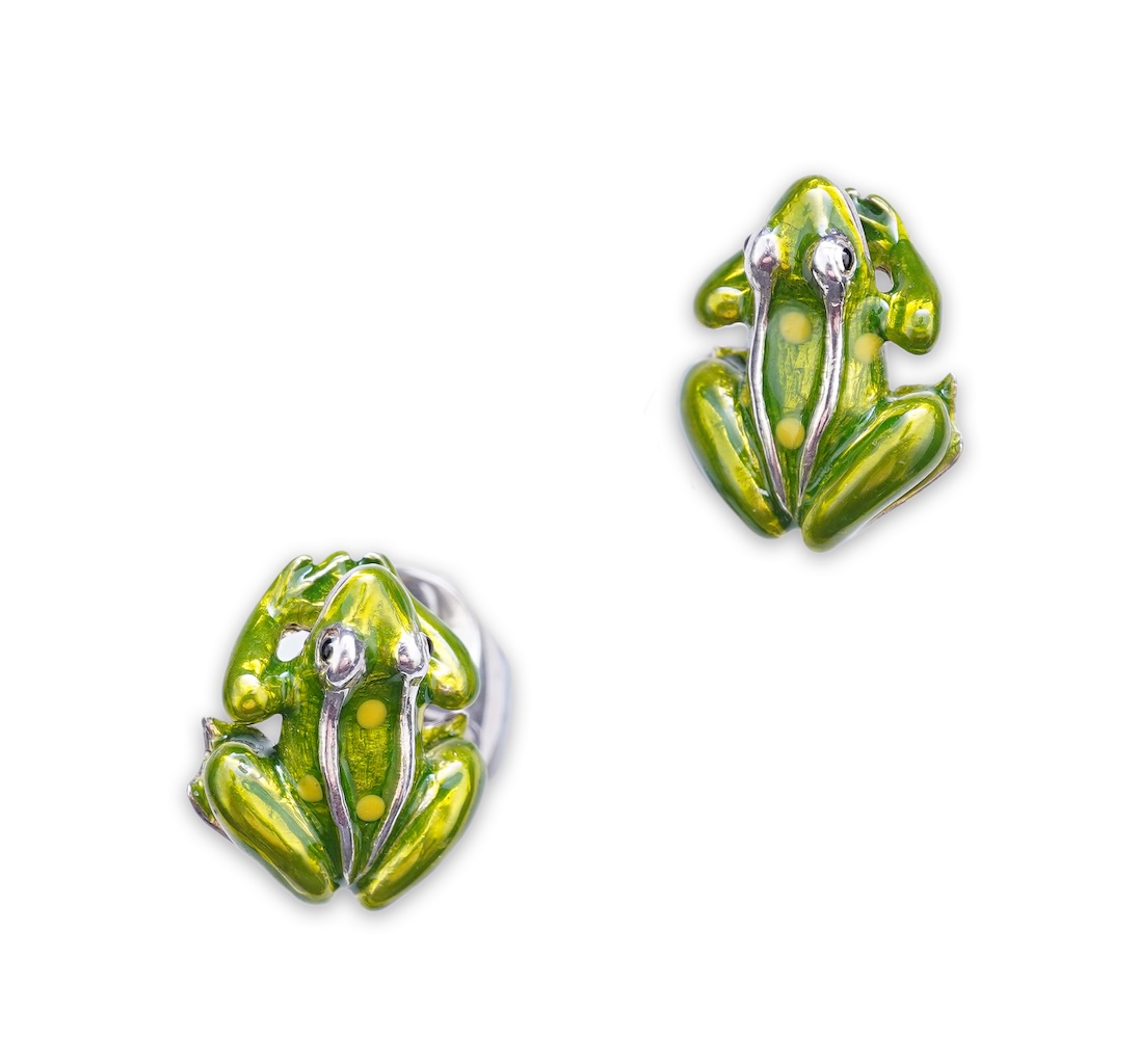 Deakin and Francis, a pair of silver and enamel cufflinks